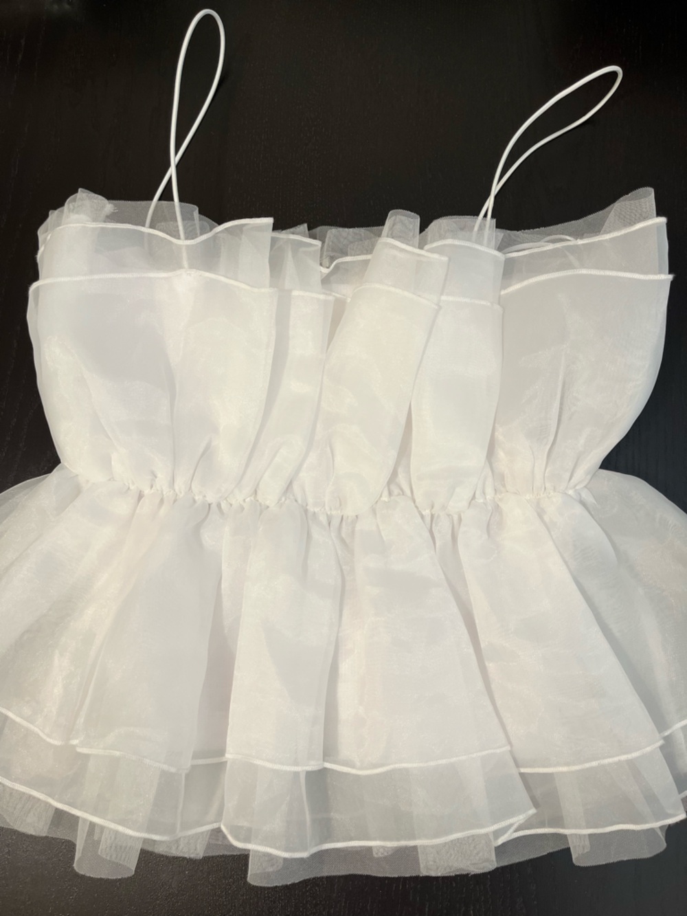 Francesca's Collections White Ruffled Spaghetti Strap Peplum Top - Picture 4 of 6